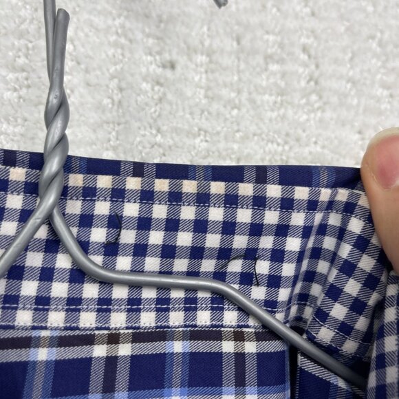 Paul & Shark Yachting Shirt Men Sz 44 Plaid Blue / Brown Short Sleeve Soft Touch - Picture 10 of 16